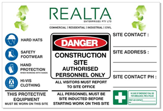 CONSTRUCTION SITE CUSTOM CONTACT MULTI SIGN 
