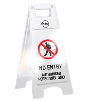 NO ENTRY WHITE PLASTIC A-FRAME FLOOR STAND