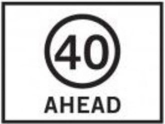 40KM/H AHEAD SPEED BOXED EDGE ROAD SIGN