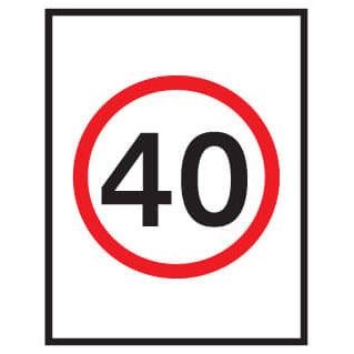 40KM/H SPEED DISC BOXED EDGE ROAD SIGN