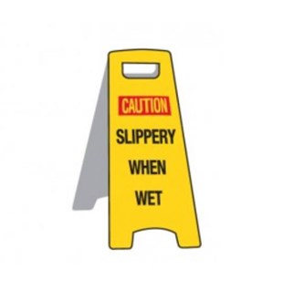 FLOOR STAND SIGN-CAUTION SLIPPERY WHEN WET