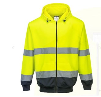 PORTWEST B317 HI-VIS TWO-TONE ZIP HOODIE WITH TAPE