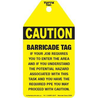 TUFFA CAUTION CO03 BARRICADE TAGS