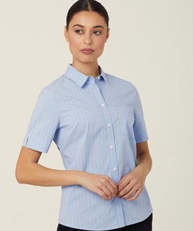 NNT AVIGNON CATUK6 WOMENS PINSTRIPE STRETCH S/SL SHIRT