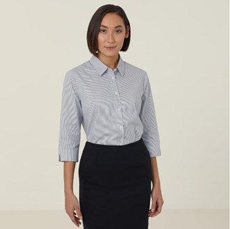 NNT CATUKV AVIGNON FINE BLOCK STRIPE STRETCH 3/4 SLEEVE SHIRT