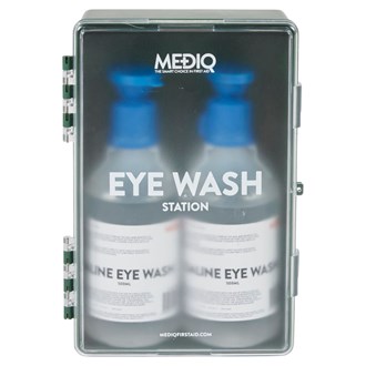 MEDIQ EWSEP EYEWASH STATION ENCLOSED PLASTIC CABINET TRANSLUCENT/GREEN