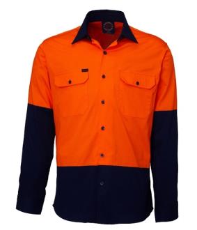 **USE 07599**RITEMATE RM107V2 L/SL HI VIS LT WEIGHT COTTON SHIRT