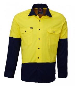 **USE HVA07599**RITEMATE RM107V2 L/SL HI VIS LT WEIGHT COTTON SHIRT