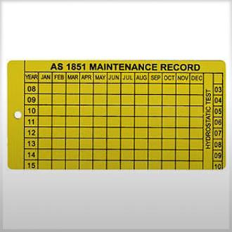 EXTINGUISHER ALUMINIUM MAINTENANCE TAG AS/NZS1851